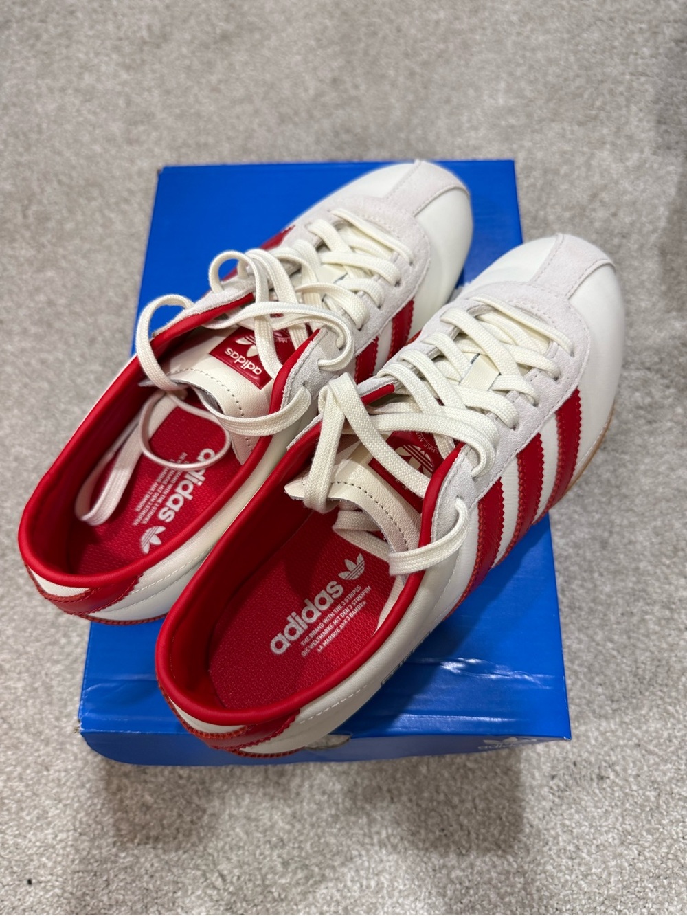 adidas White and Red Retro Court Sneakers